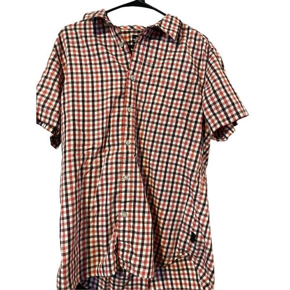 The North Face Men's Red Checkered Short Sleeve Button Down Shirt Size Large - Picture 1 of 16